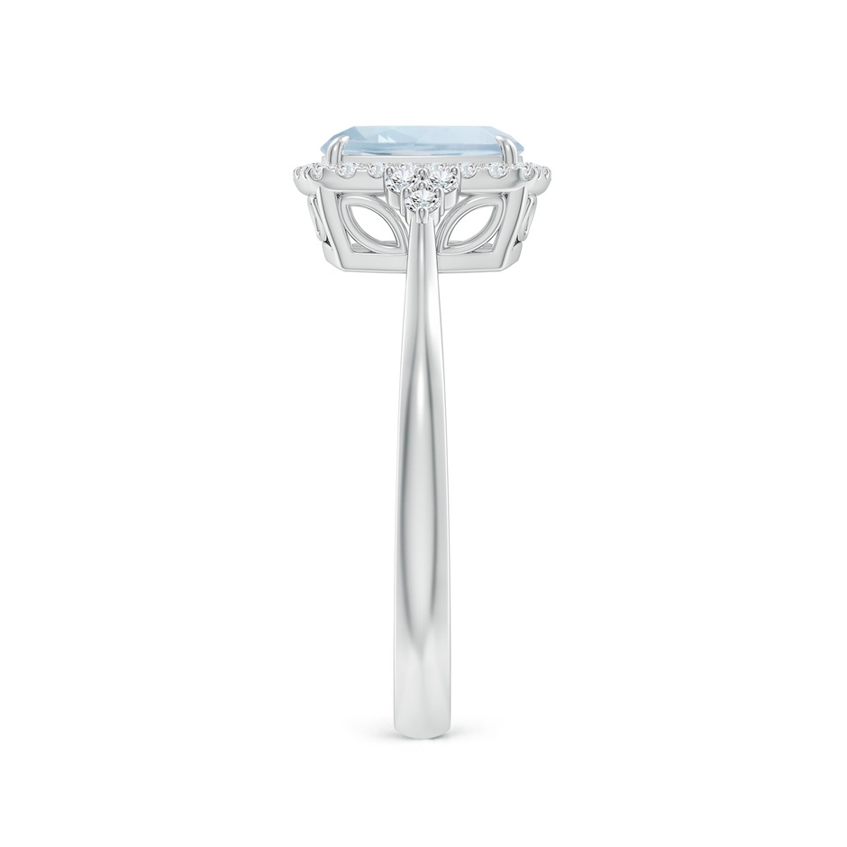 8x6mm A Cushion Aquamarine Halo Ring with Trio Diamonds in P950 Platinum side-2