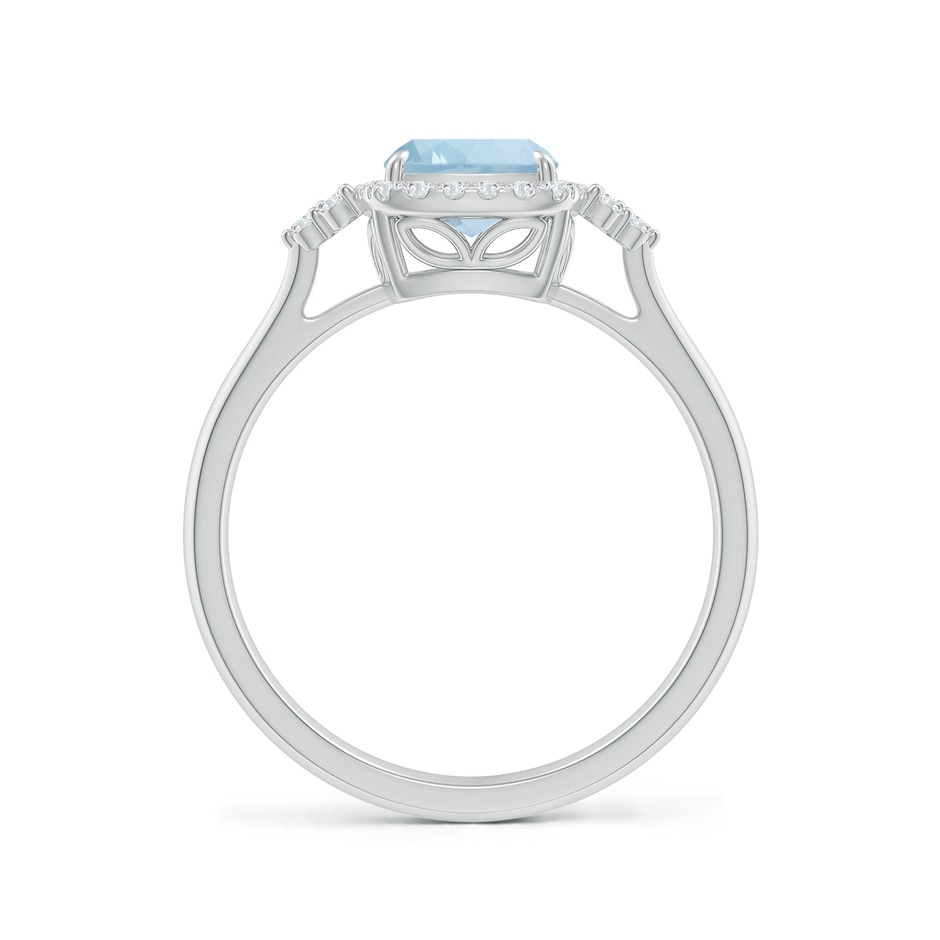 8x6mm AA Cushion Aquamarine Halo Ring with Trio Diamonds in 9K White Gold side 1