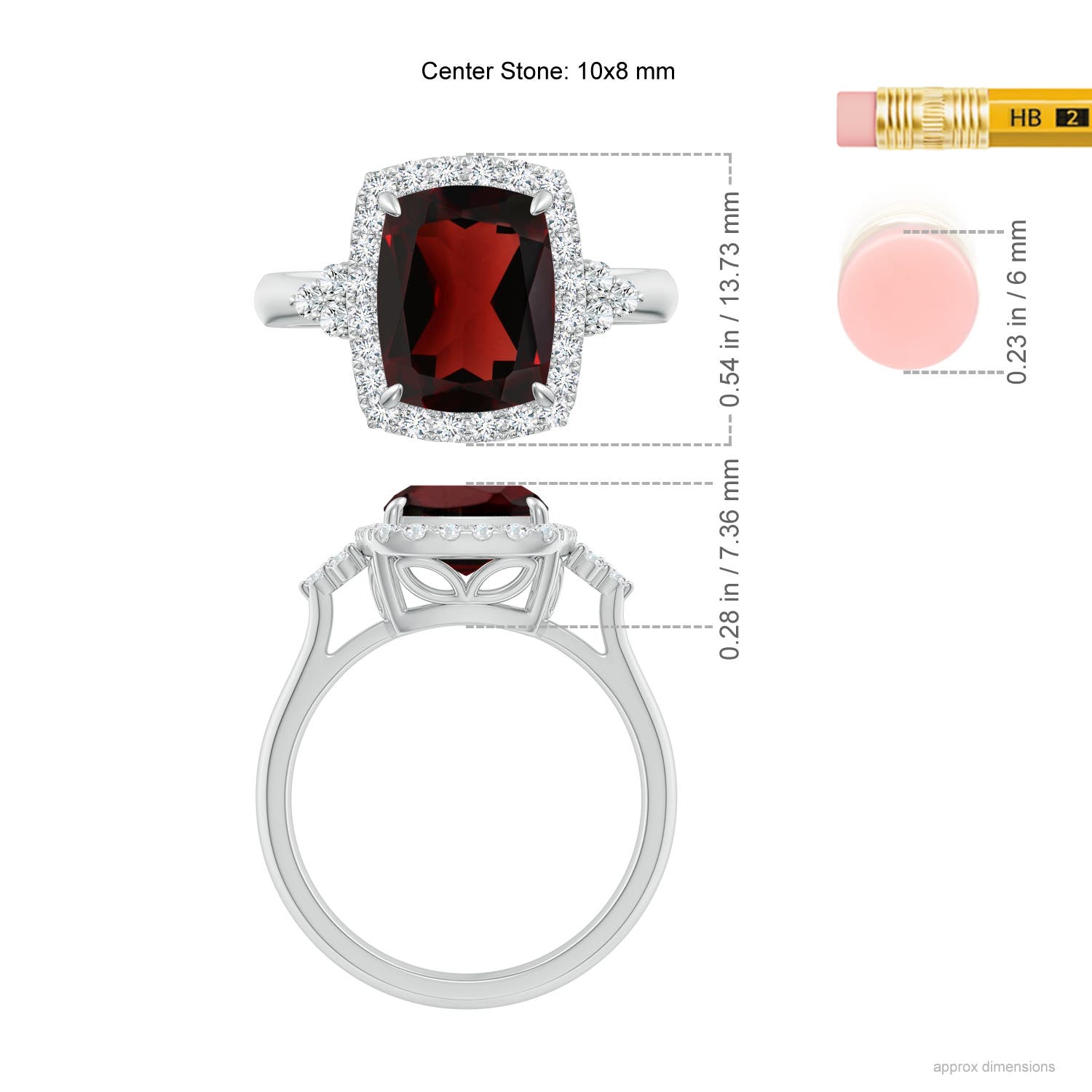 AA - Garnet / 3.7 CT / 14 KT White Gold