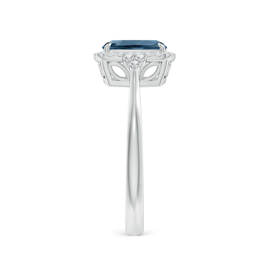 8x6mm A Cushion London Blue Topaz Halo Ring with Trio Diamonds in P950 Platinum side-2