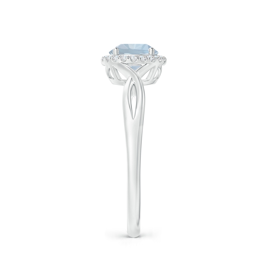 6mm A Round Aquamarine Halo Ring with Criss Cross Shank in P950 Platinum side 299