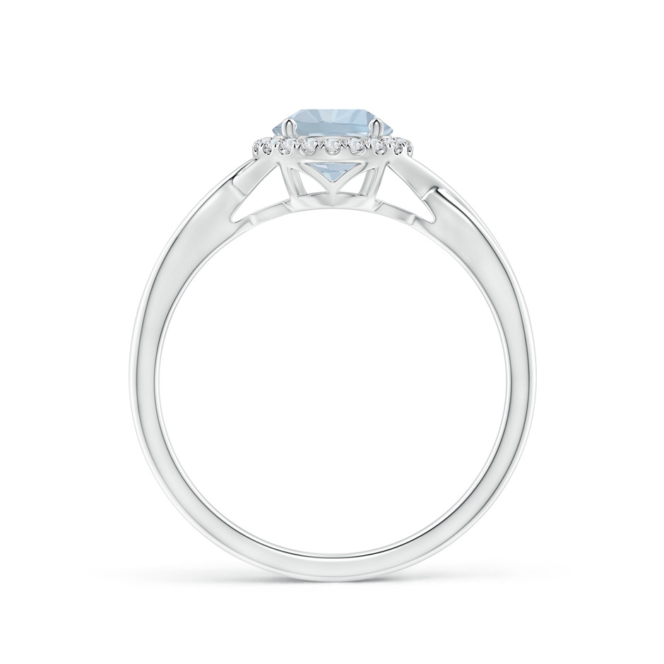 6mm A Round Aquamarine Halo Ring with Criss Cross Shank in White Gold side 199