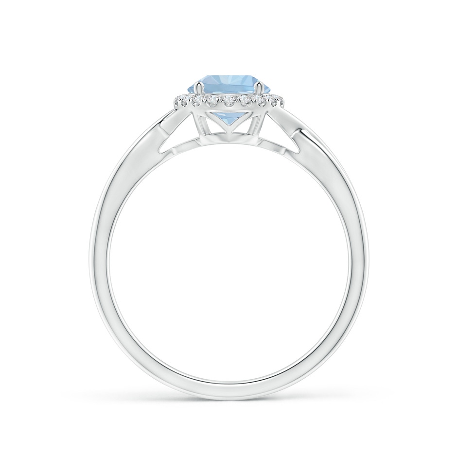 6mm AA Round Aquamarine Halo Ring with Criss Cross Shank in White Gold side 199