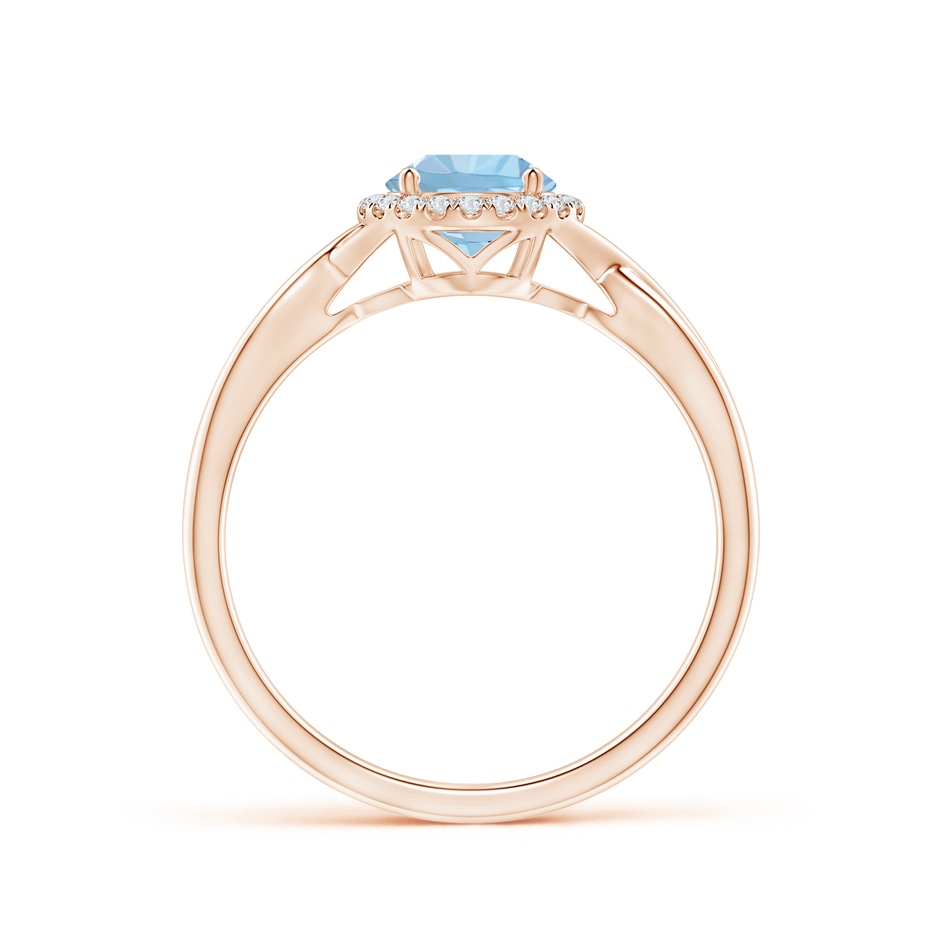 6mm AAA Round Aquamarine Halo Ring with Criss Cross Shank in Rose Gold side 199