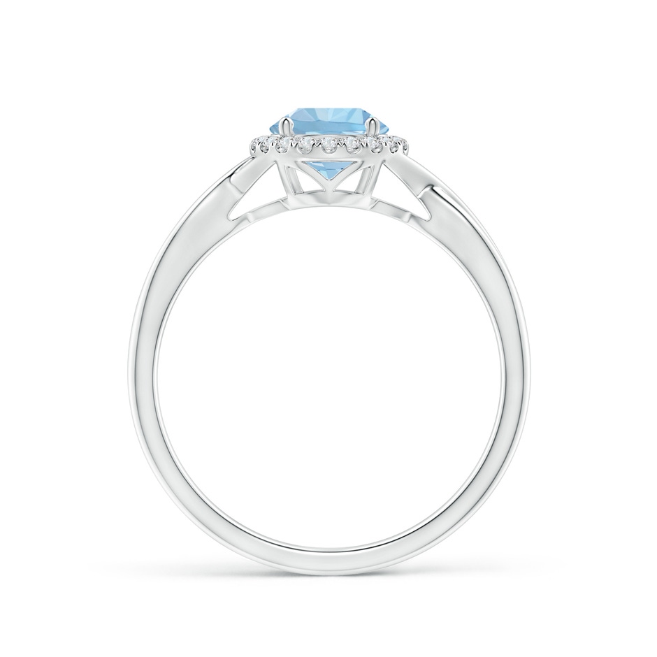 6mm AAA Round Aquamarine Halo Ring with Criss Cross Shank in White Gold side 199