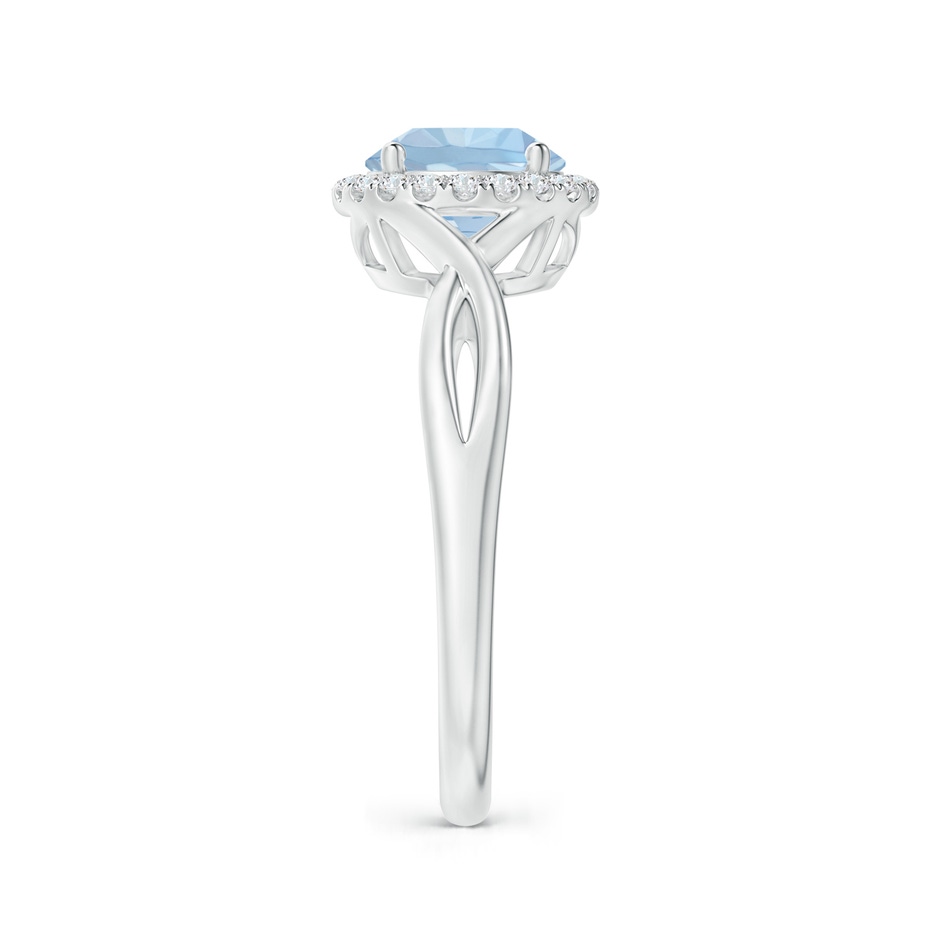7mm AA Round Aquamarine Halo Ring with Criss Cross Shank in White Gold side 299
