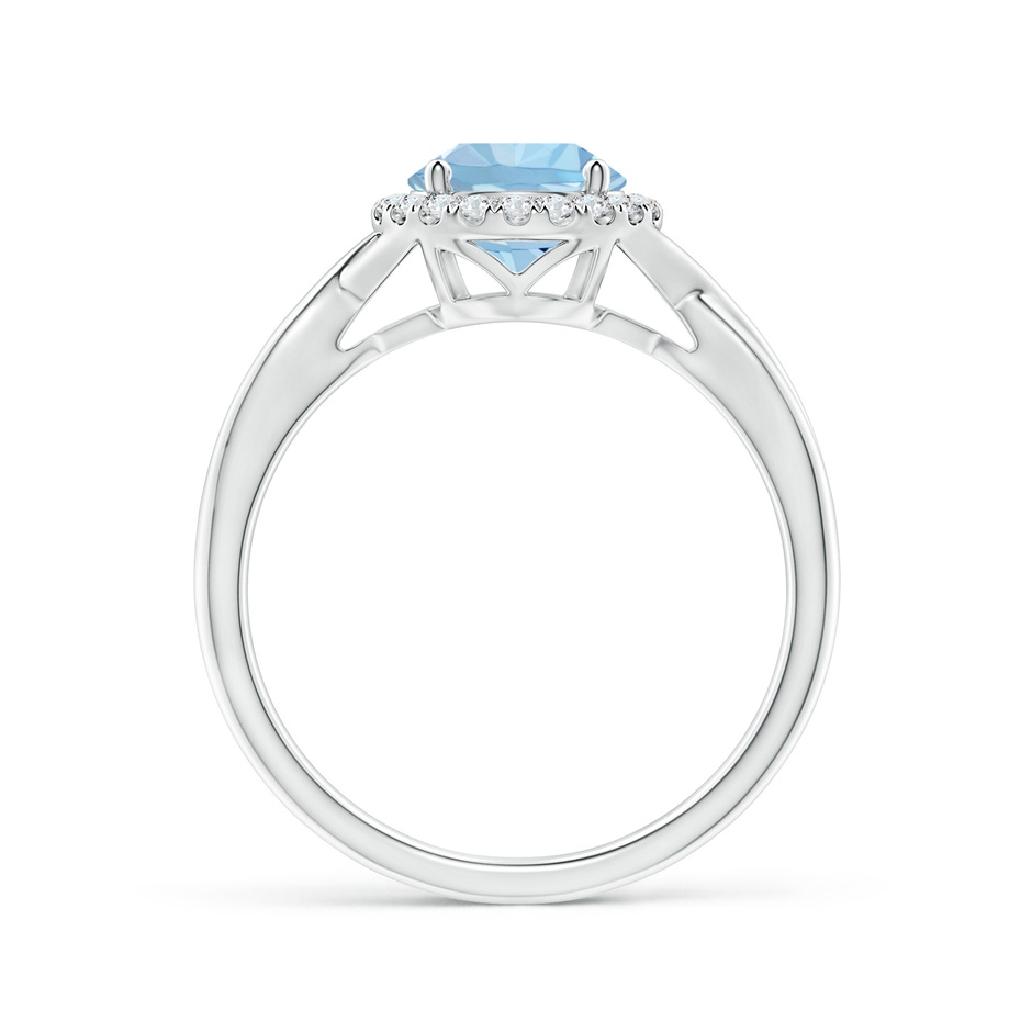 7mm AAA Round Aquamarine Halo Ring with Criss Cross Shank in White Gold side 199