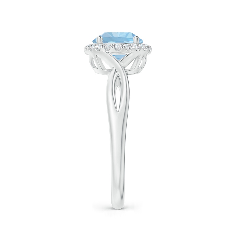 7mm AAA Round Aquamarine Halo Ring with Criss Cross Shank in White Gold side 299
