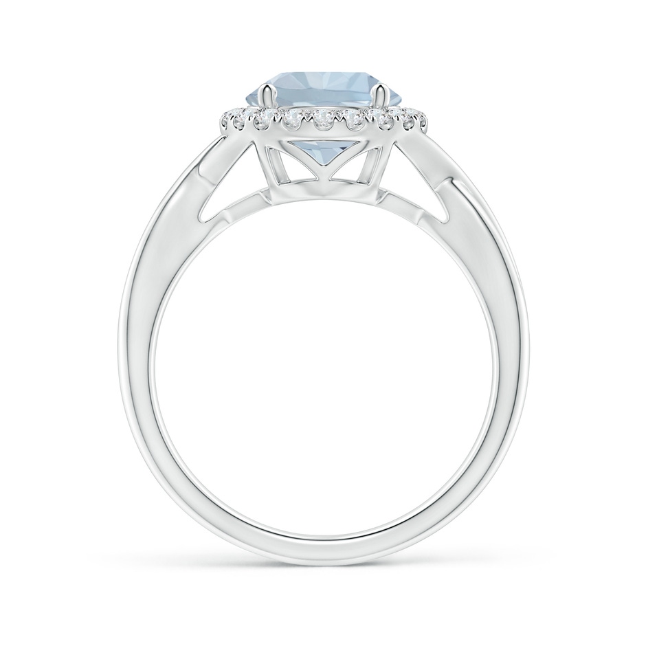 8mm A Round Aquamarine Halo Ring with Criss Cross Shank in White Gold side 199