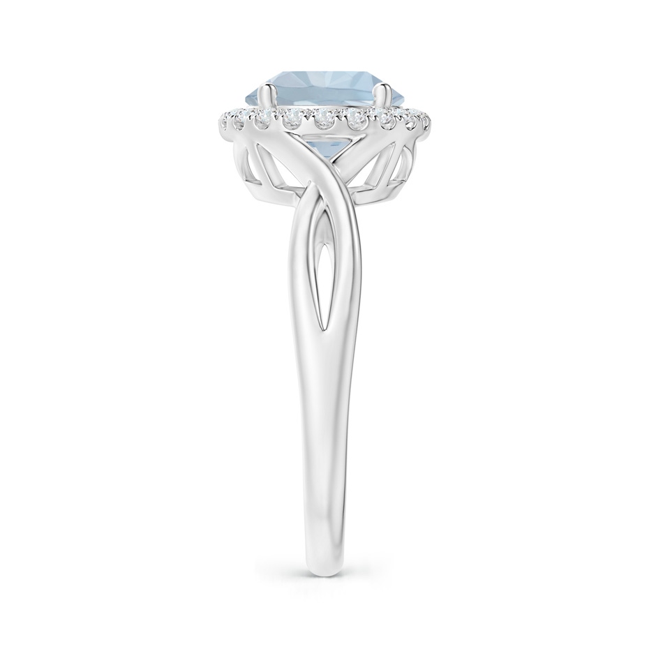 8mm A Round Aquamarine Halo Ring with Criss Cross Shank in White Gold side 299