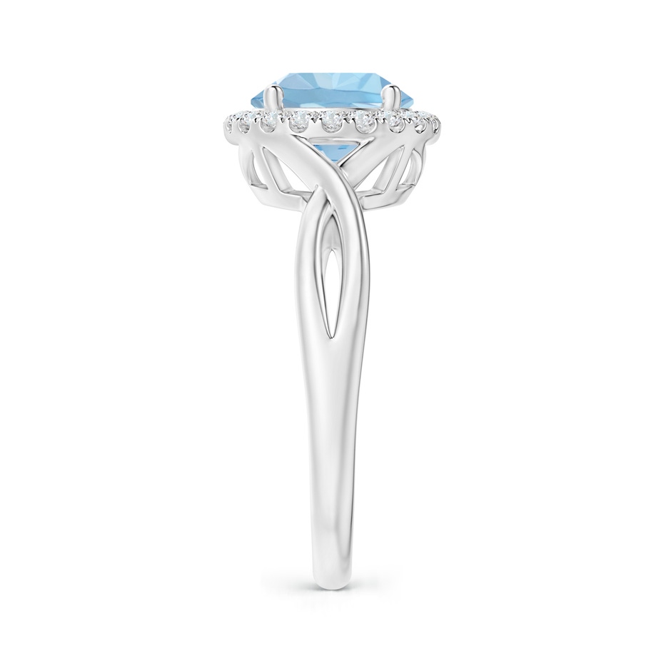 8mm AAA Round Aquamarine Halo Ring with Criss Cross Shank in 18K White Gold side 299