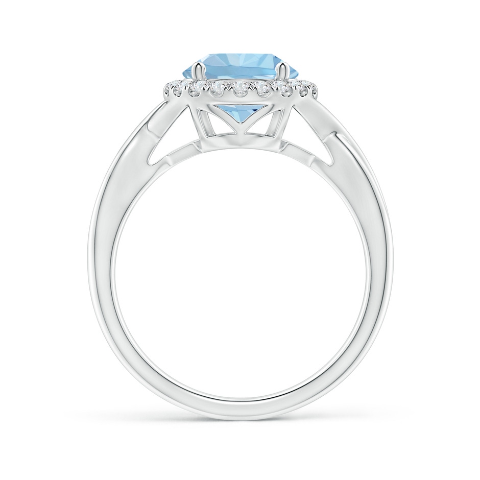 8mm AAA Round Aquamarine Halo Ring with Criss Cross Shank in P950 Platinum side 199