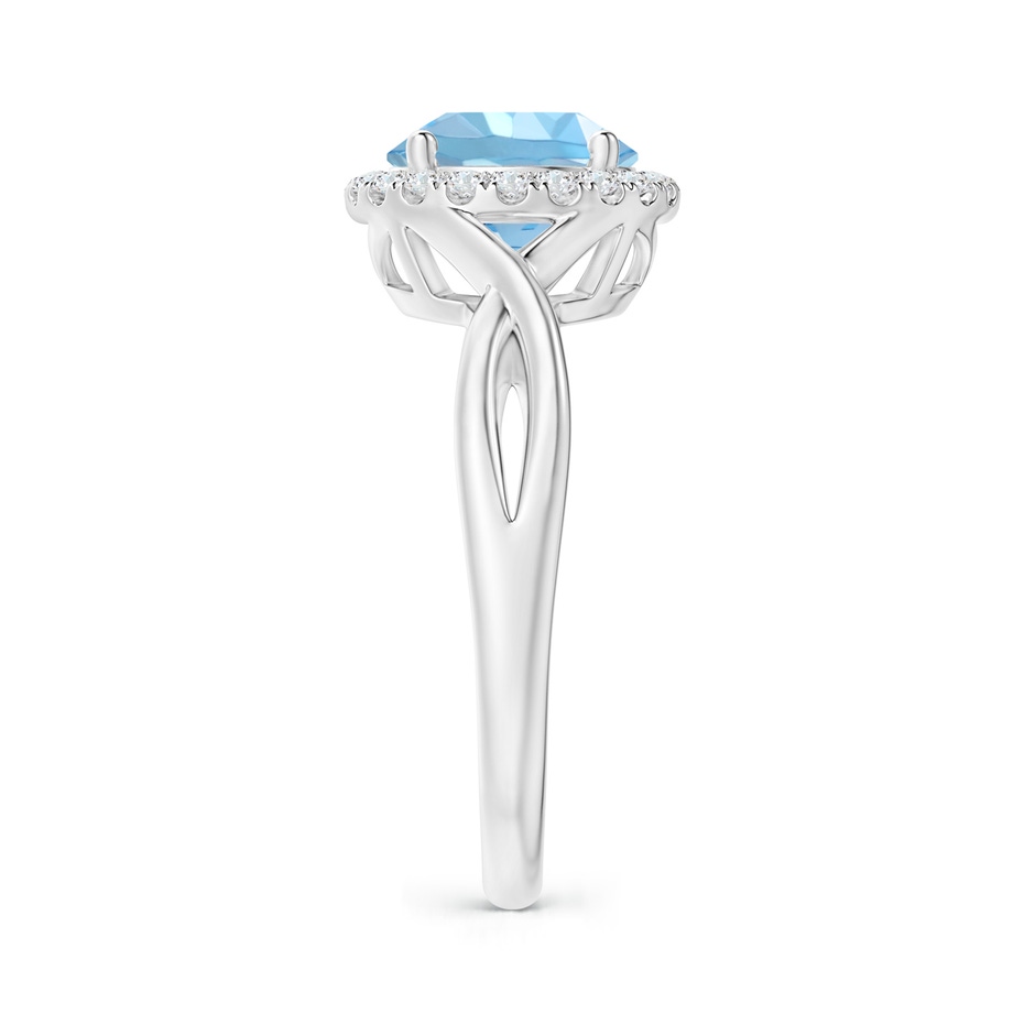 8mm AAAA Round Aquamarine Halo Ring with Criss Cross Shank in P950 Platinum side 299