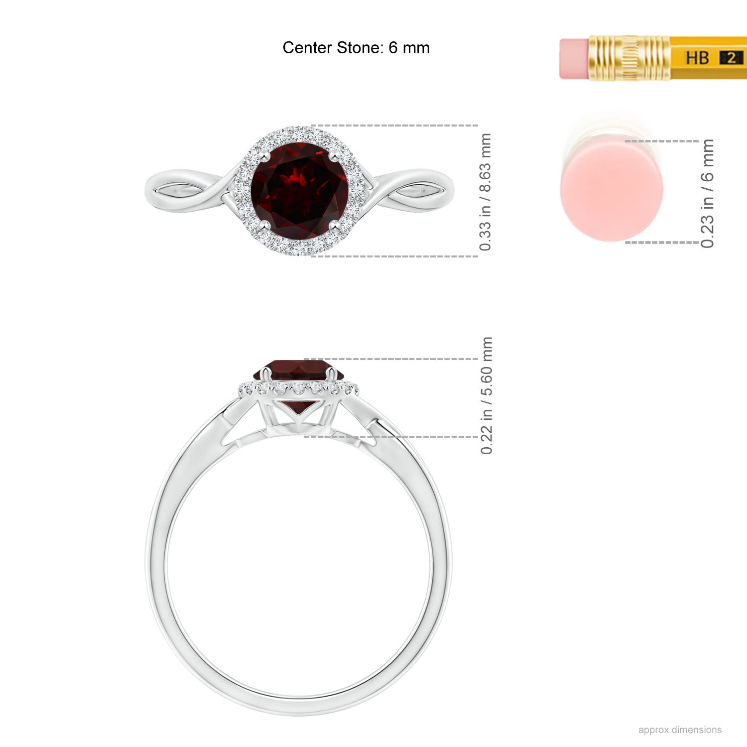 A - Garnet / 1.1 CT / 14 KT White Gold