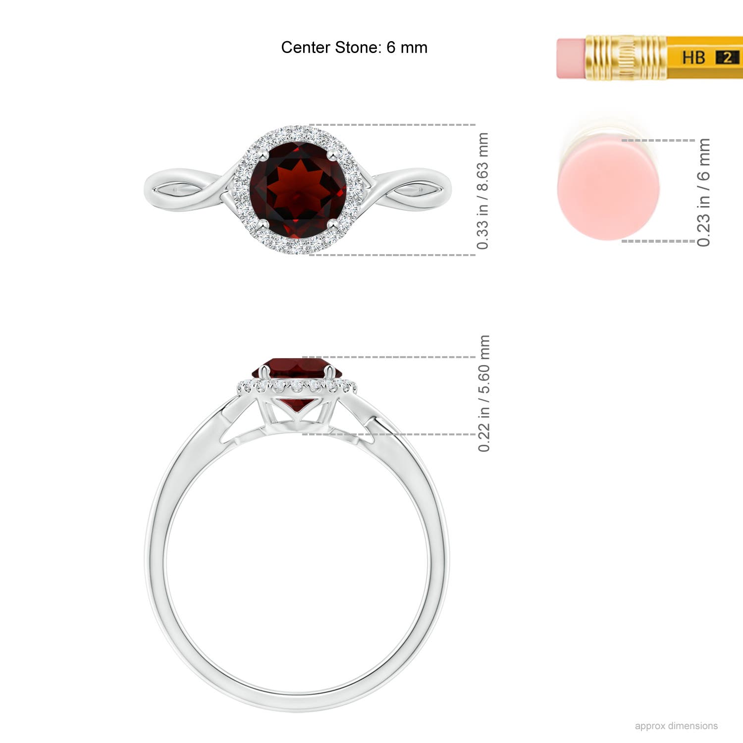 AA - Garnet / 1.1 CT / 14 KT White Gold