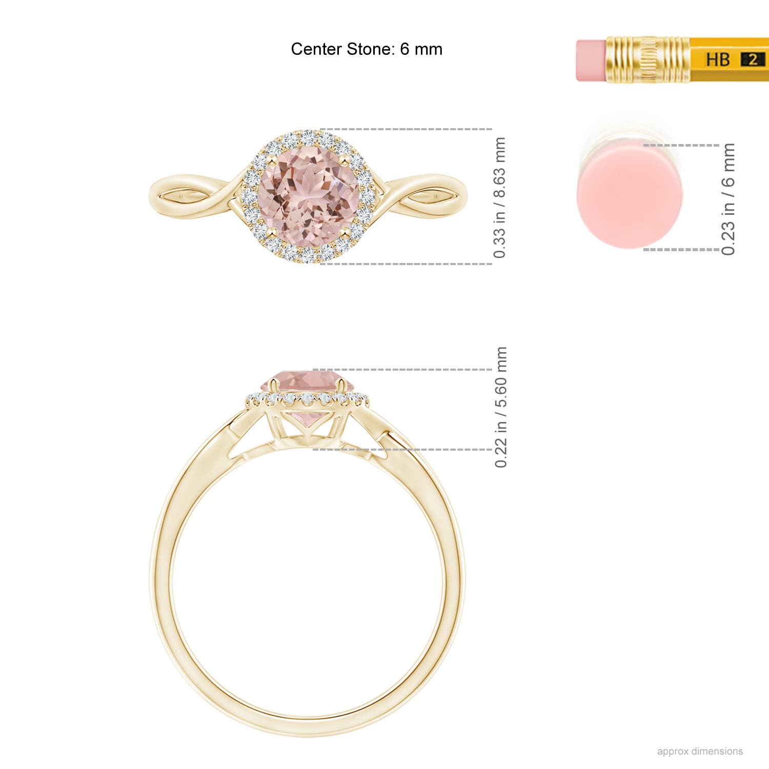 AAA - Morganite / 0.8 CT / 14 KT Yellow Gold