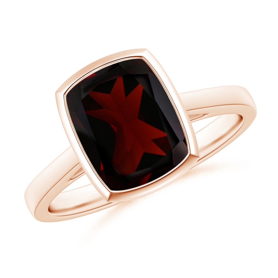 10x8mm A Bezel-Set Rectangular Cushion Garnet Ring in Rose Gold 