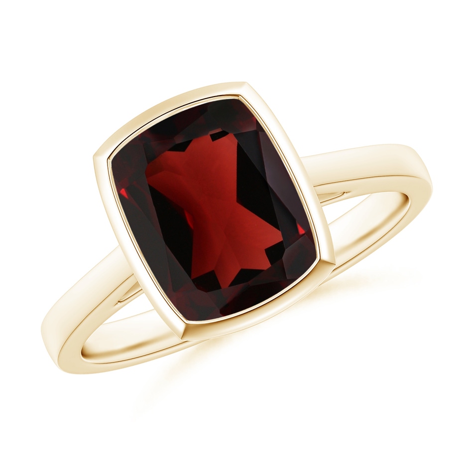 10x8mm AA Bezel-Set Rectangular Cushion Garnet Ring in Yellow Gold 