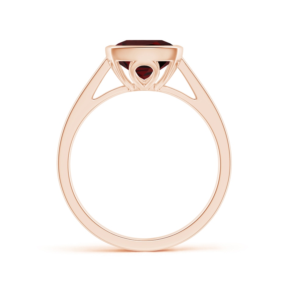 10x8mm AAA Bezel-Set Rectangular Cushion Garnet Ring in Rose Gold side 1