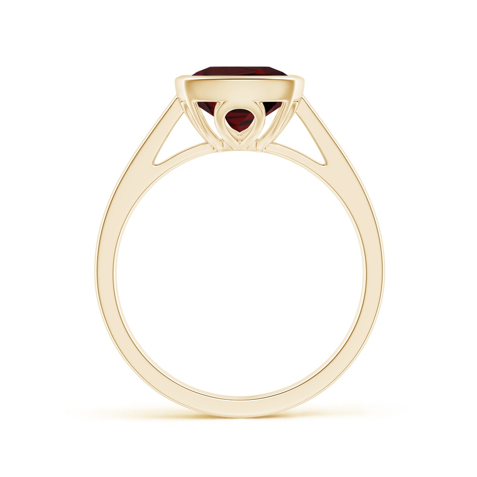 10x8mm AAA Bezel-Set Rectangular Cushion Garnet Ring in Yellow Gold side 1