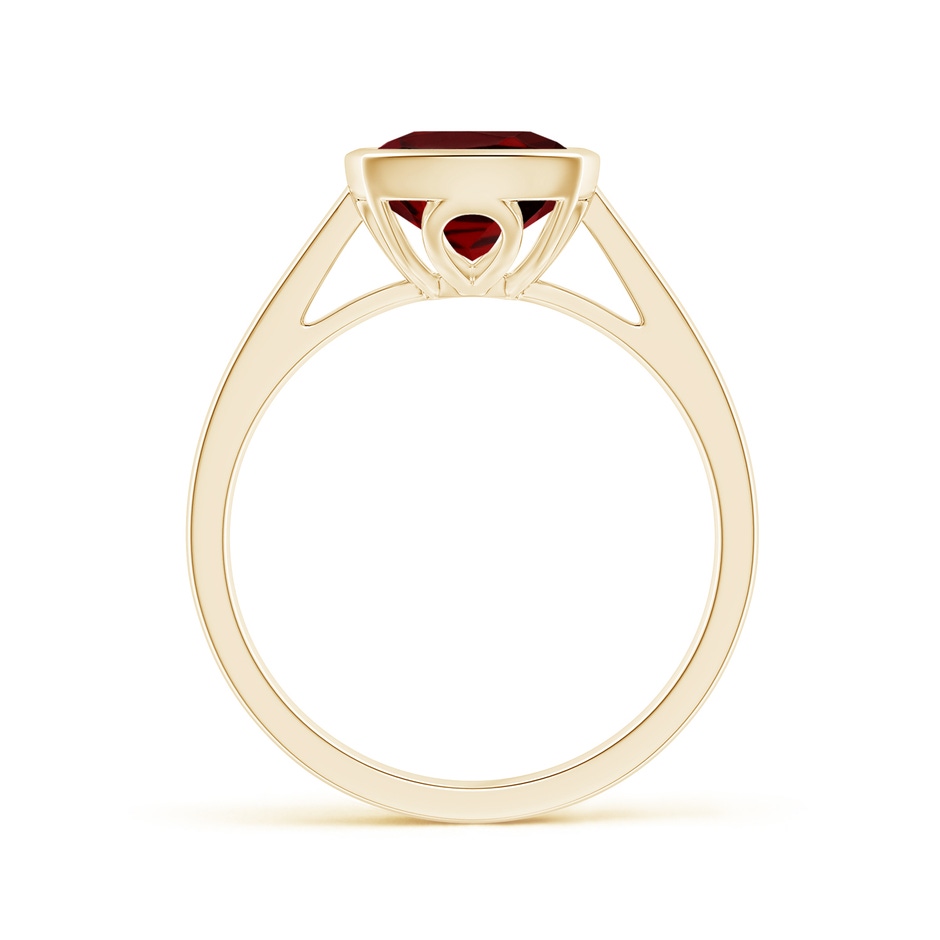 10x8mm AAAA Bezel-Set Rectangular Cushion Garnet Ring in Yellow Gold side 1