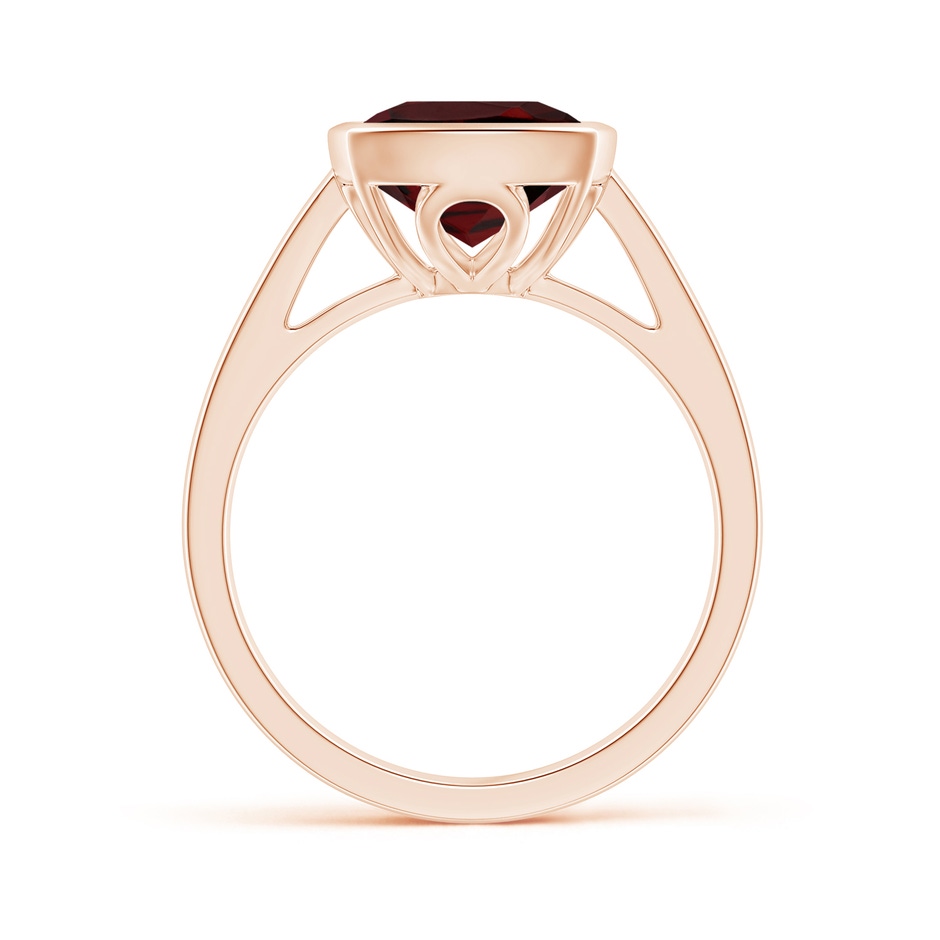 11x9mm AAA Bezel-Set Rectangular Cushion Garnet Ring in Rose Gold side 1
