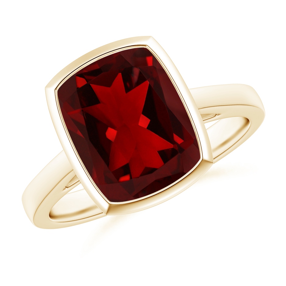 11x9mm AAAA Bezel-Set Rectangular Cushion Garnet Ring in Yellow Gold 