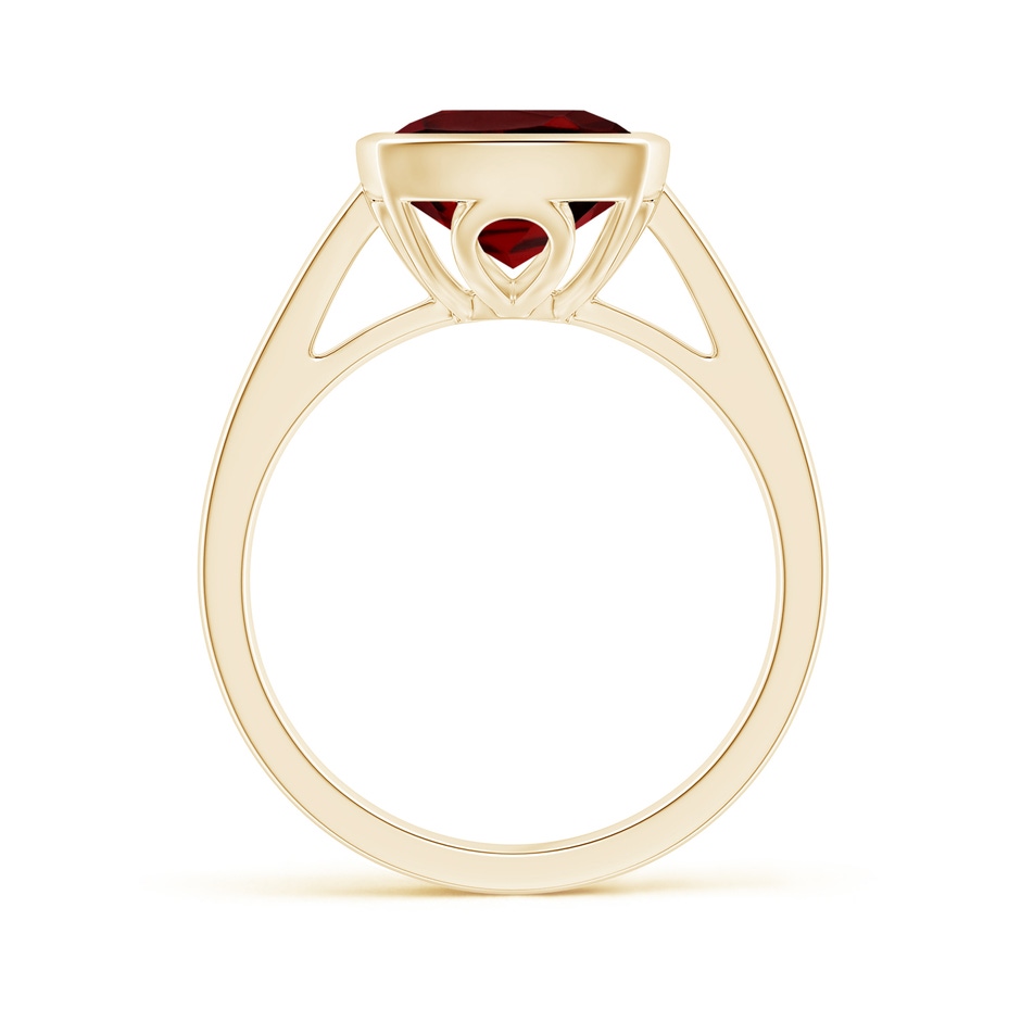 11x9mm AAAA Bezel-Set Rectangular Cushion Garnet Ring in Yellow Gold side 1