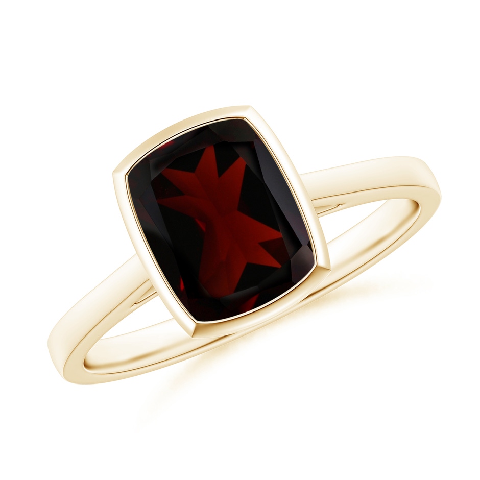 9x7mm A Bezel-Set Rectangular Cushion Garnet Ring in Yellow Gold 