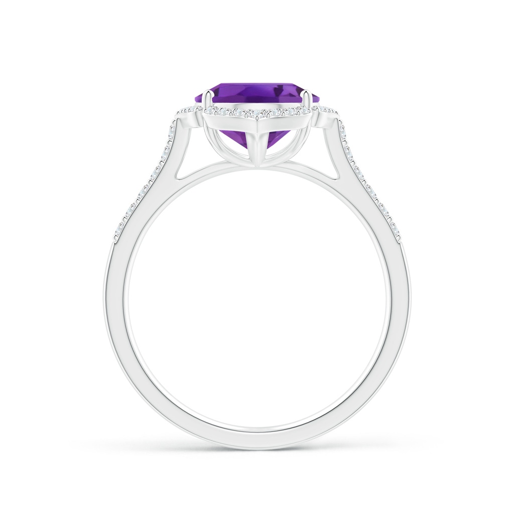 10x8mm AAA Oval Amethyst Ring with Ornate Halo in White Gold Side 1