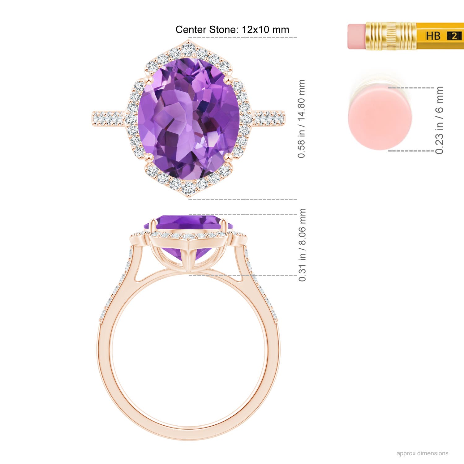 AA - Amethyst / 4.59 CT / 14 KT Rose Gold