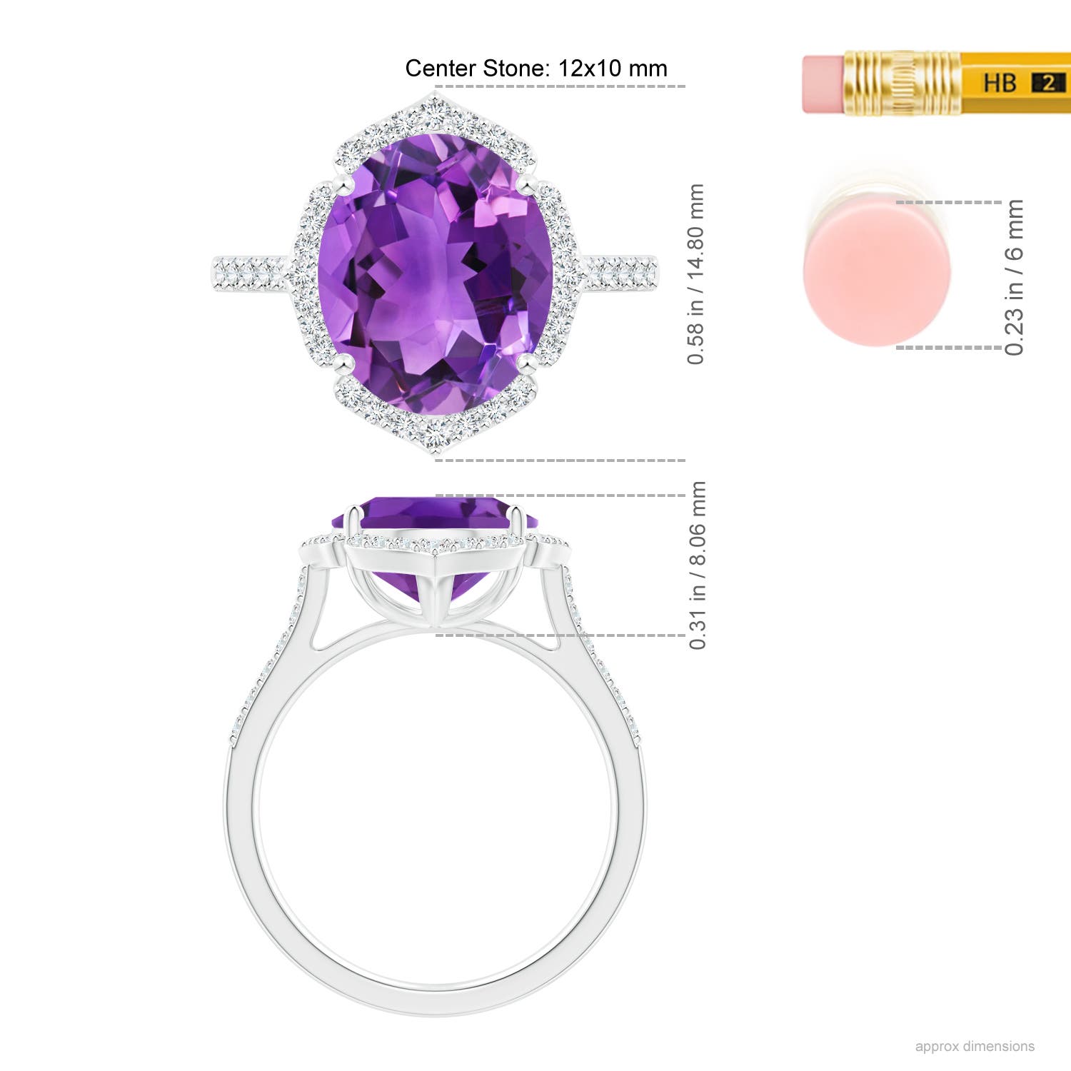 AAA - Amethyst / 4.59 CT / 14 KT White Gold