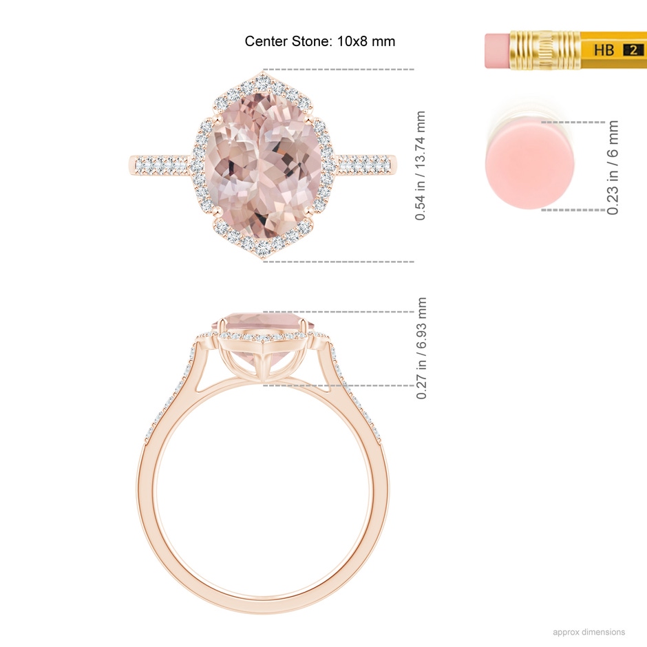 10x8mm AA SR2642MGD-RG-AA-10x8 in Rose Gold ruler
