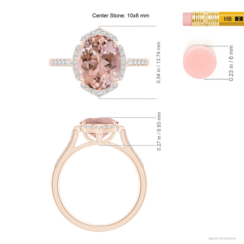 10x8mm AAAA SR2642MGD-RG-AAAA-10x8 in Rose Gold ruler