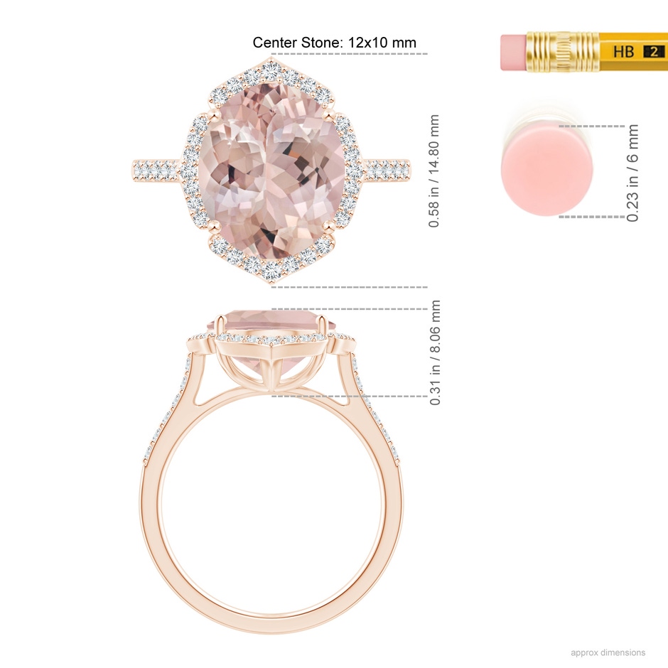 12x10mm AA SR2642MGD-RG-AA-12x10 in Rose Gold ruler