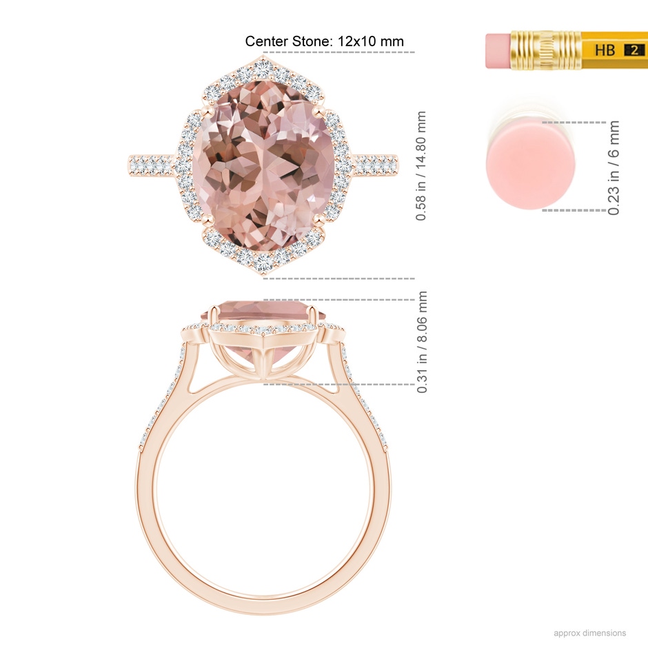 12x10mm AAAA SR2642MGD-RG-AAAA-12x10 in Rose Gold ruler
