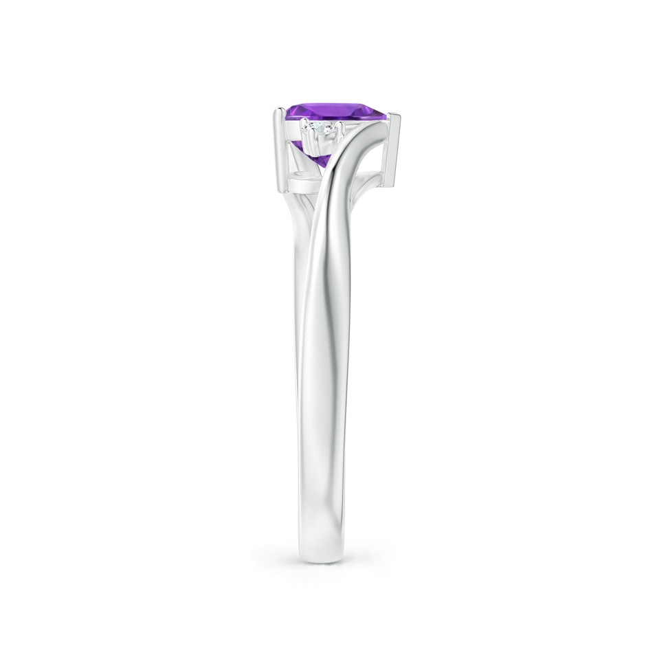 6mm AAA Heart-Shaped Amethyst Bypass Ring with Diamonds in White Gold side 2