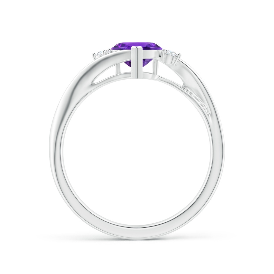 6mm AAAA Heart-Shaped Amethyst Bypass Ring with Diamonds in P950 Platinum side 1