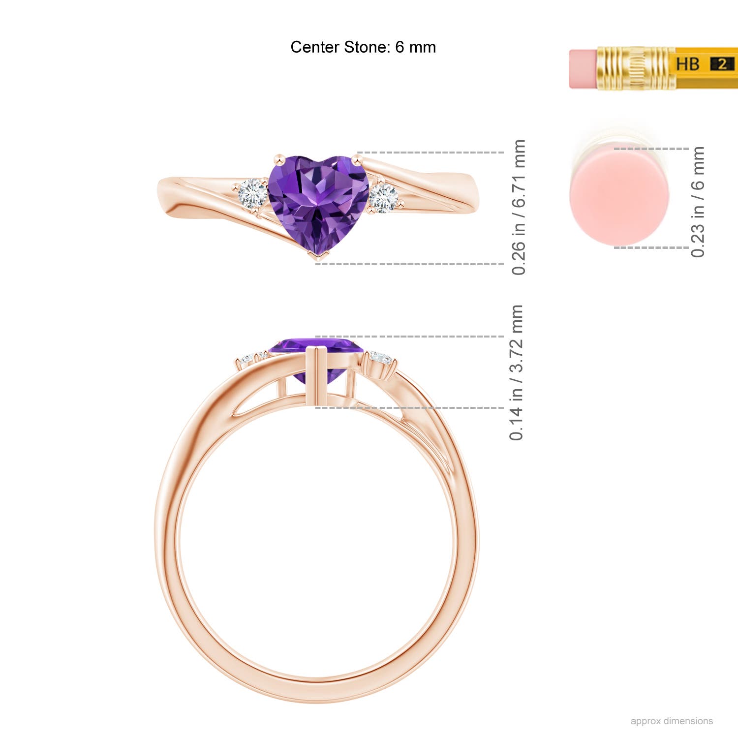 AAAA - Amethyst / 0.75 CT / 14 KT Rose Gold