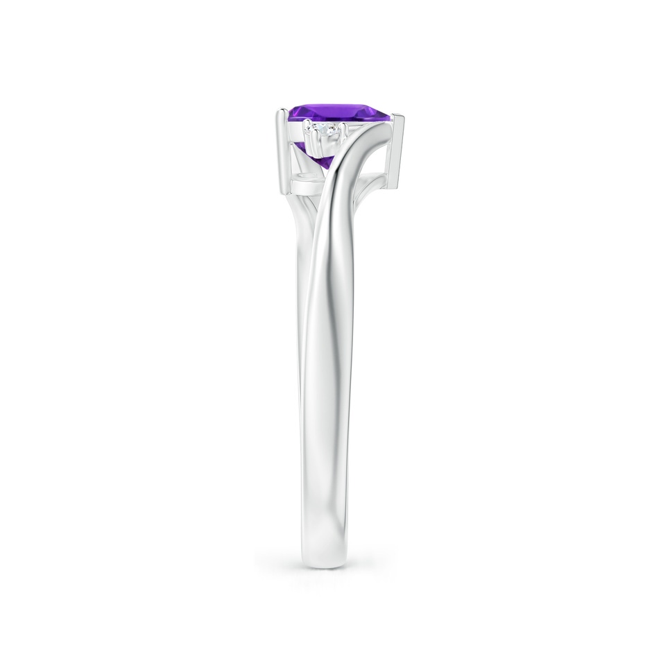6mm AAAA Heart-Shaped Amethyst Bypass Ring with Diamonds in White Gold side 2