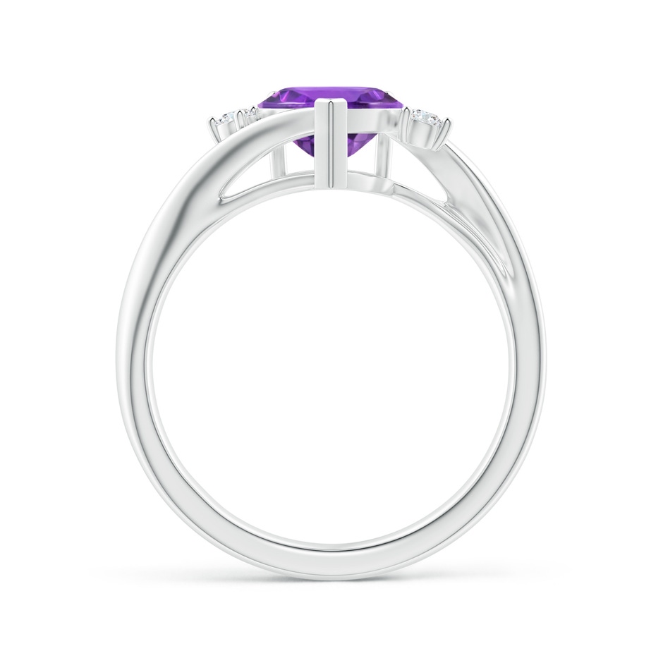 7mm AAA Heart-Shaped Amethyst Bypass Ring with Diamonds in P950 Platinum side 1