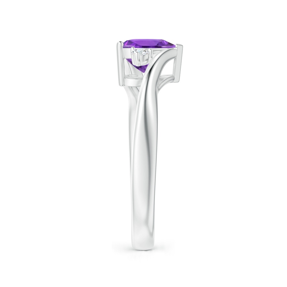 7mm AAA Heart-Shaped Amethyst Bypass Ring with Diamonds in P950 Platinum side 2