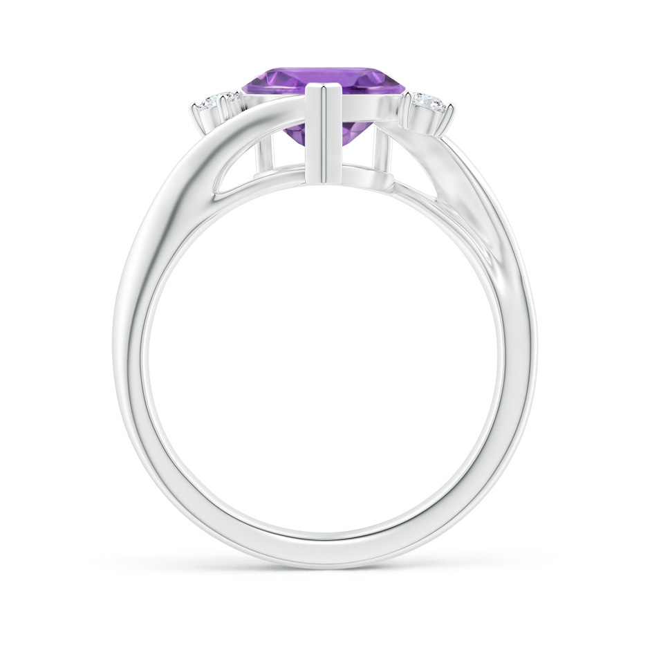 8mm A Heart-Shaped Amethyst Bypass Ring with Diamonds in P950 Platinum side 1