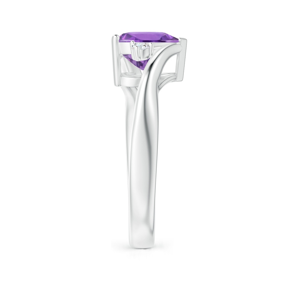 8mm A Heart-Shaped Amethyst Bypass Ring with Diamonds in P950 Platinum side 2
