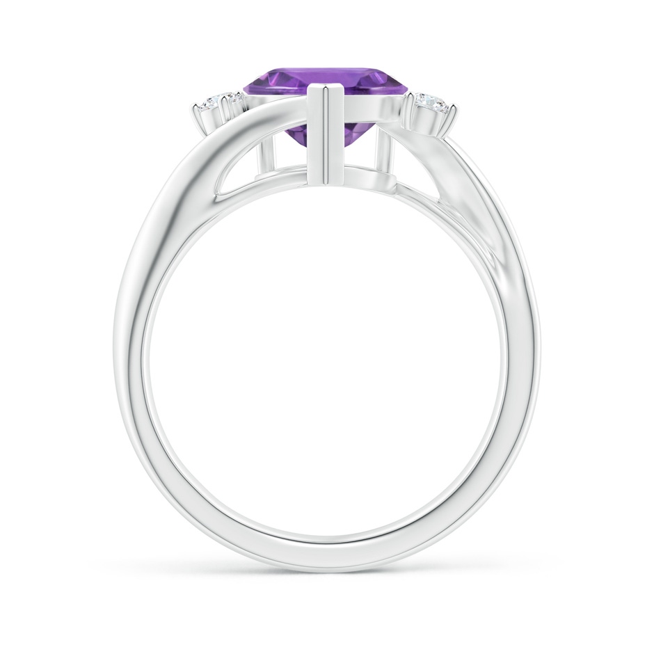8mm AA Heart-Shaped Amethyst Bypass Ring with Diamonds in P950 Platinum side 1