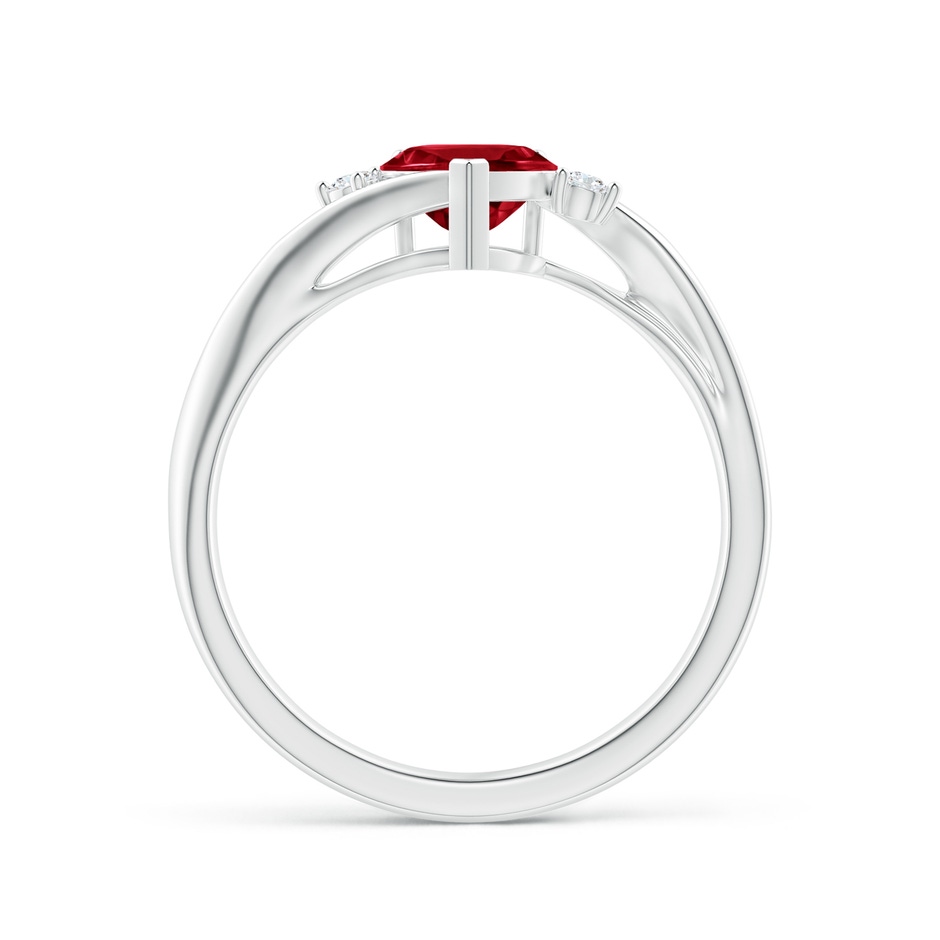 6mm AAA Heart-Shaped Garnet Bypass Ring with Diamonds in White Gold side 1