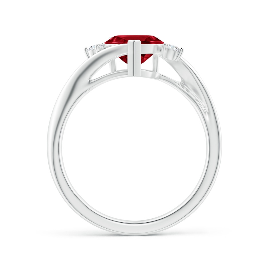 7mm AAA Heart-Shaped Garnet Bypass Ring with Diamonds in White Gold side 1