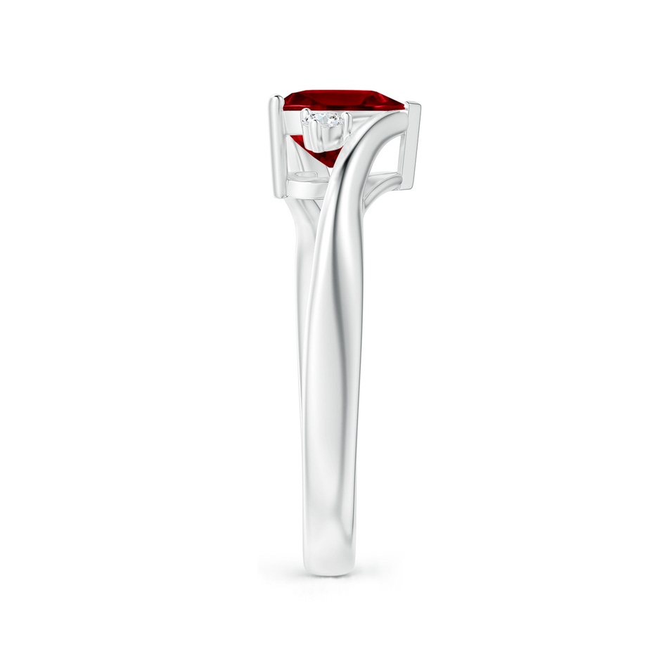 7mm AAAA Heart-Shaped Garnet Bypass Ring with Diamonds in P950 Platinum side 2