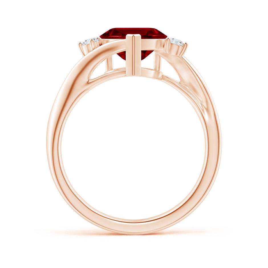 8mm AAAA Heart-Shaped Garnet Bypass Ring with Diamonds in Rose Gold side 1