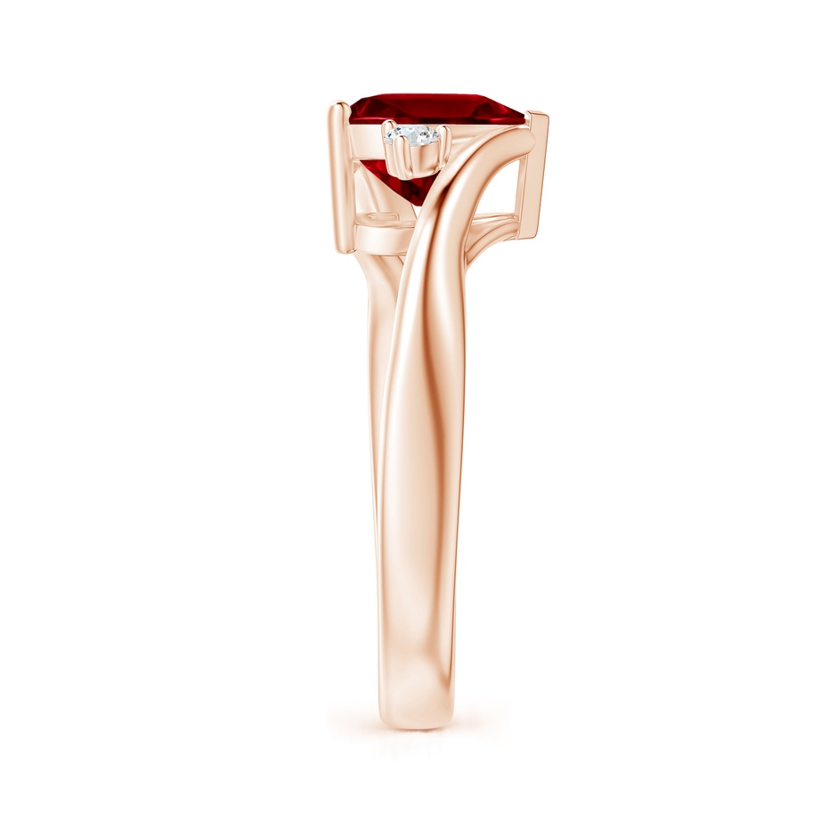 8mm AAAA Heart-Shaped Garnet Bypass Ring with Diamonds in Rose Gold side 2